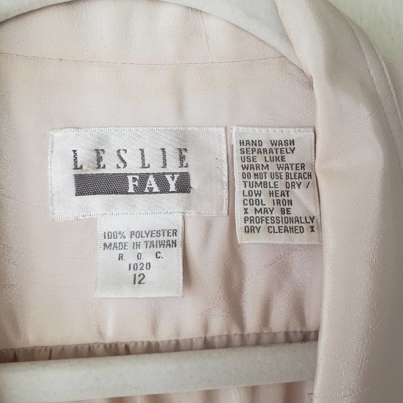 Vintage Leslie Fay Ecru Button Down Midi Dress Size 10 - Picture 6 of 7